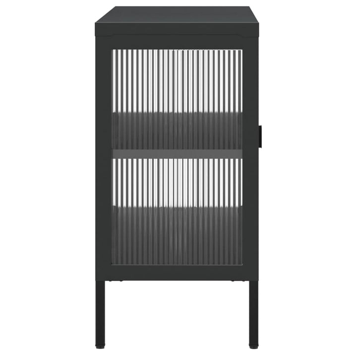 skænk 105x35x70 cm glas og stål sort