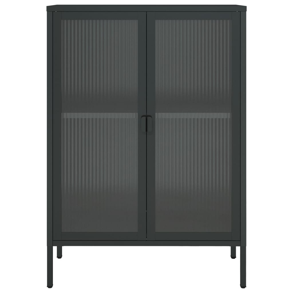 skænk 75x35x105 cm glas og stål sort