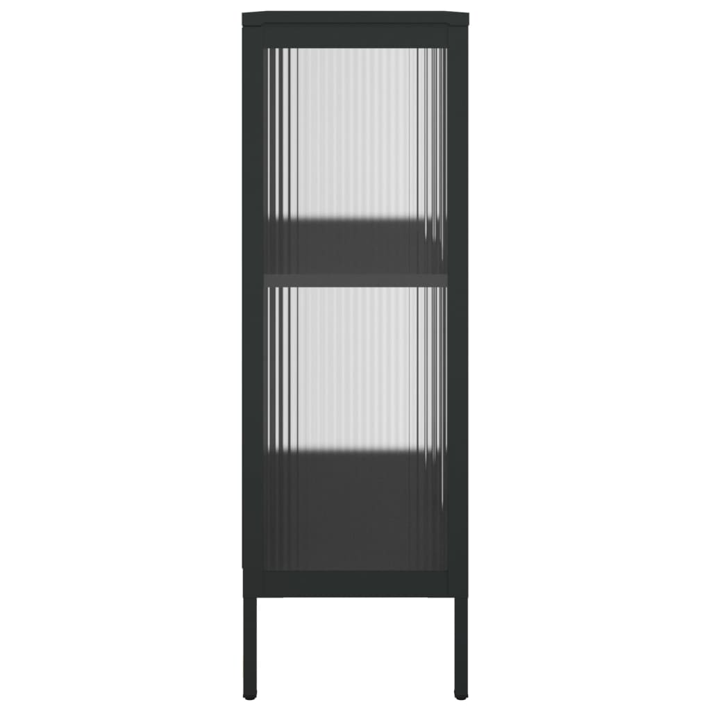 skænk 75x35x105 cm glas og stål sort