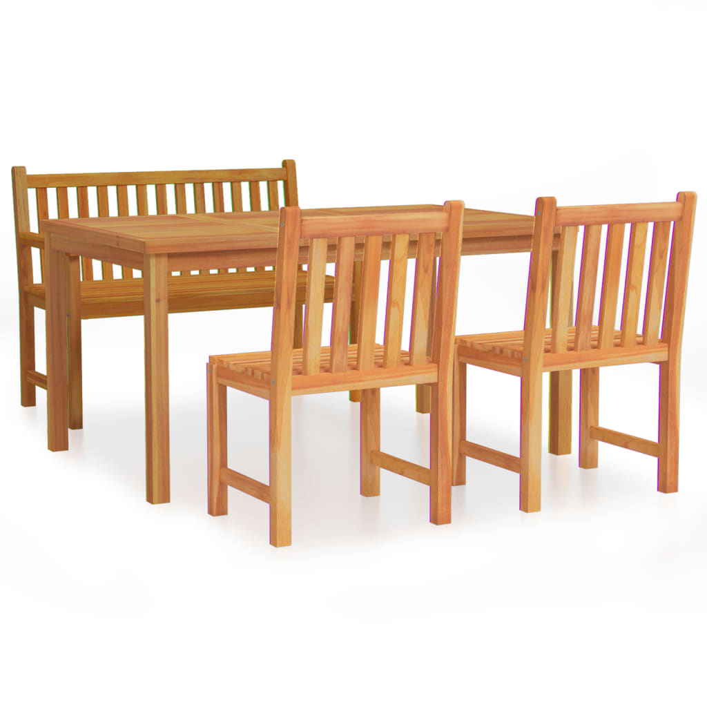 spisebordssæt til haven 4 dele massivt teaktræ