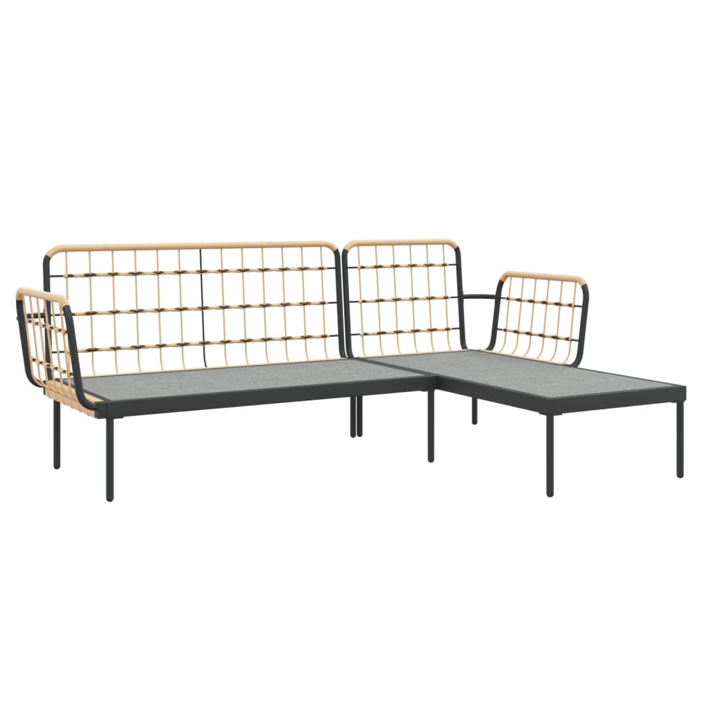 loungesæt til haven 3 dele med beige hynder polyrattan
