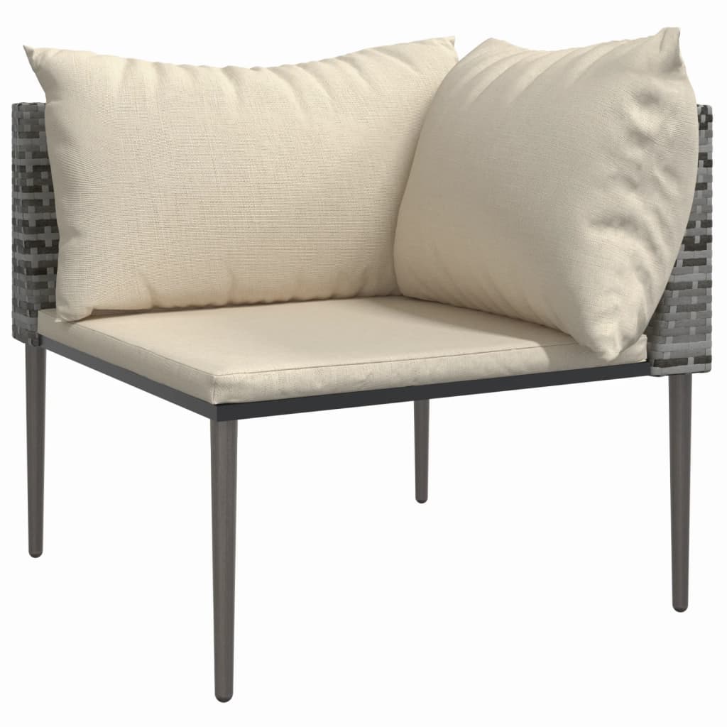 hjørnemodul til havesofa med hynder polyrattan grå