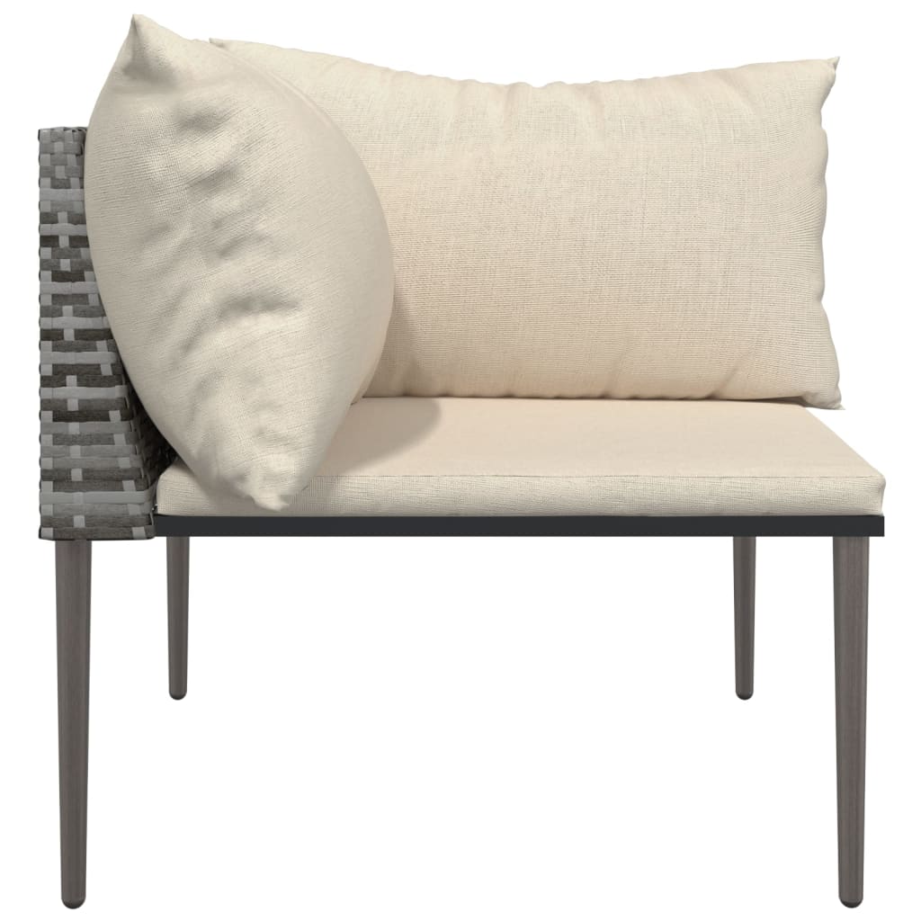 hjørnemodul til havesofa med hynder polyrattan grå