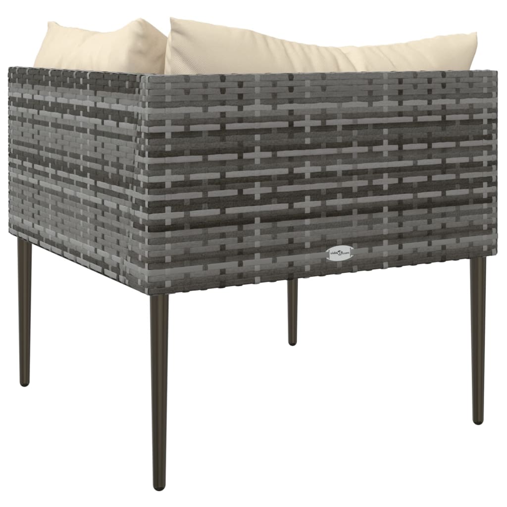 hjørnemodul til havesofa med hynder polyrattan grå