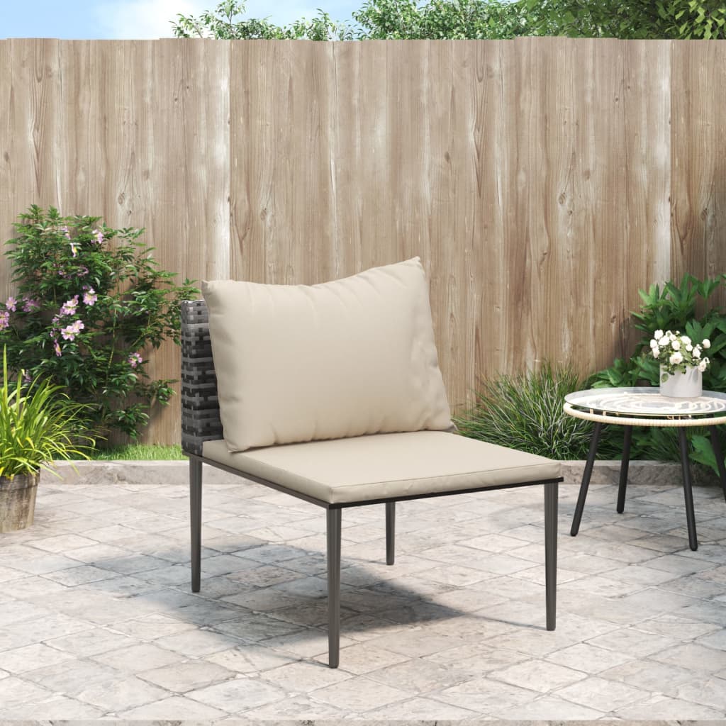 midtermodul til havesofa med hynde polyrattan grå