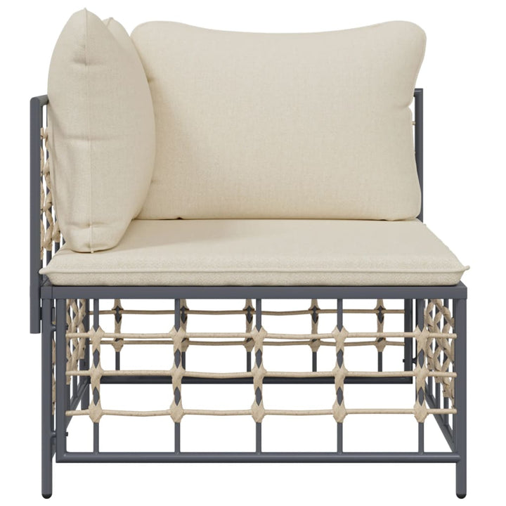 hjørnemodul til havesofa med hynde polyrattan beige