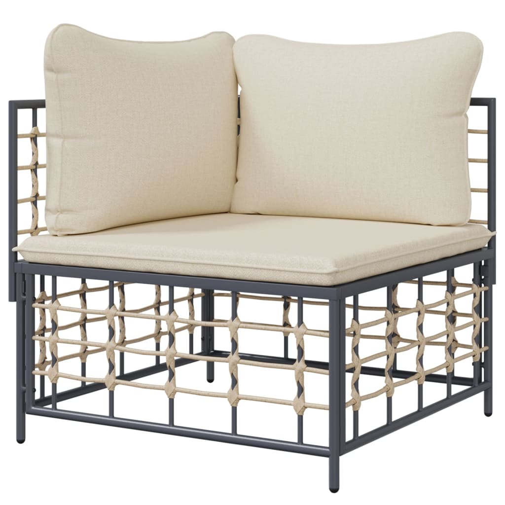hjørnemodul til havesofa med hynde polyrattan beige