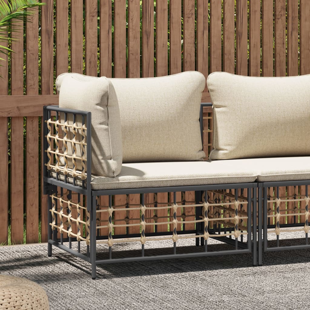 hjørnemodul til havesofa med hynde polyrattan beige