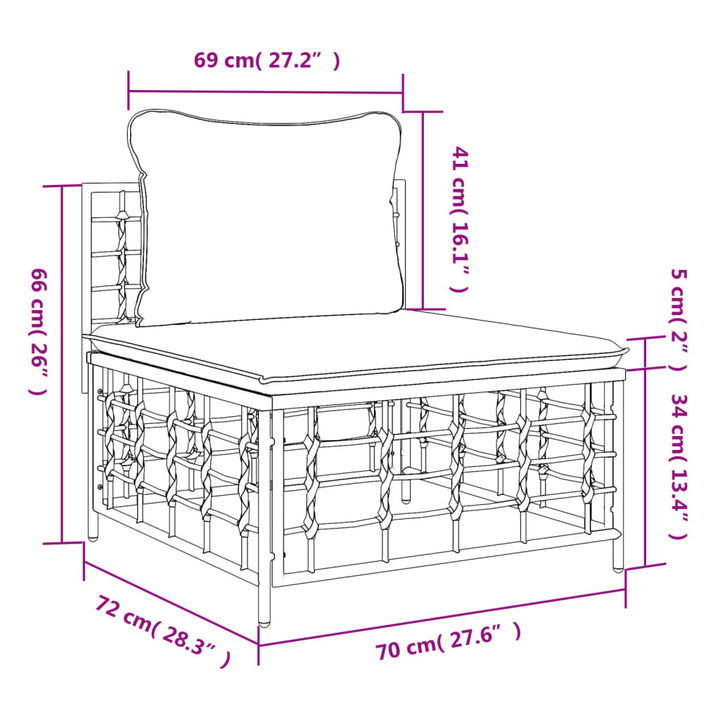 midtermodul til havesofa med hynder polyrattan beige