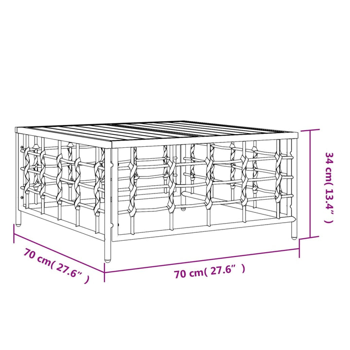 havebord 70x70x34 cm polyrattan antracitgrå