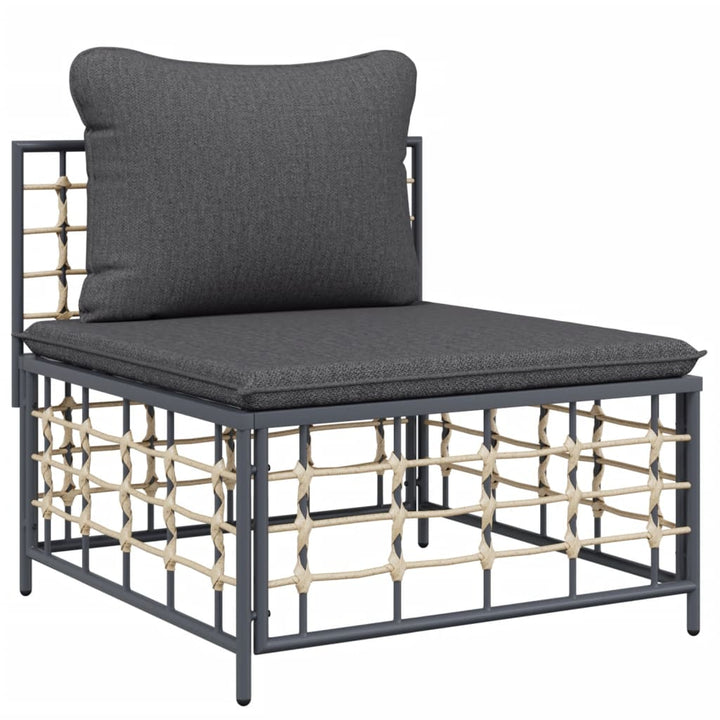 midtermodul til havesofa med mørkegrå hynder polyrattan