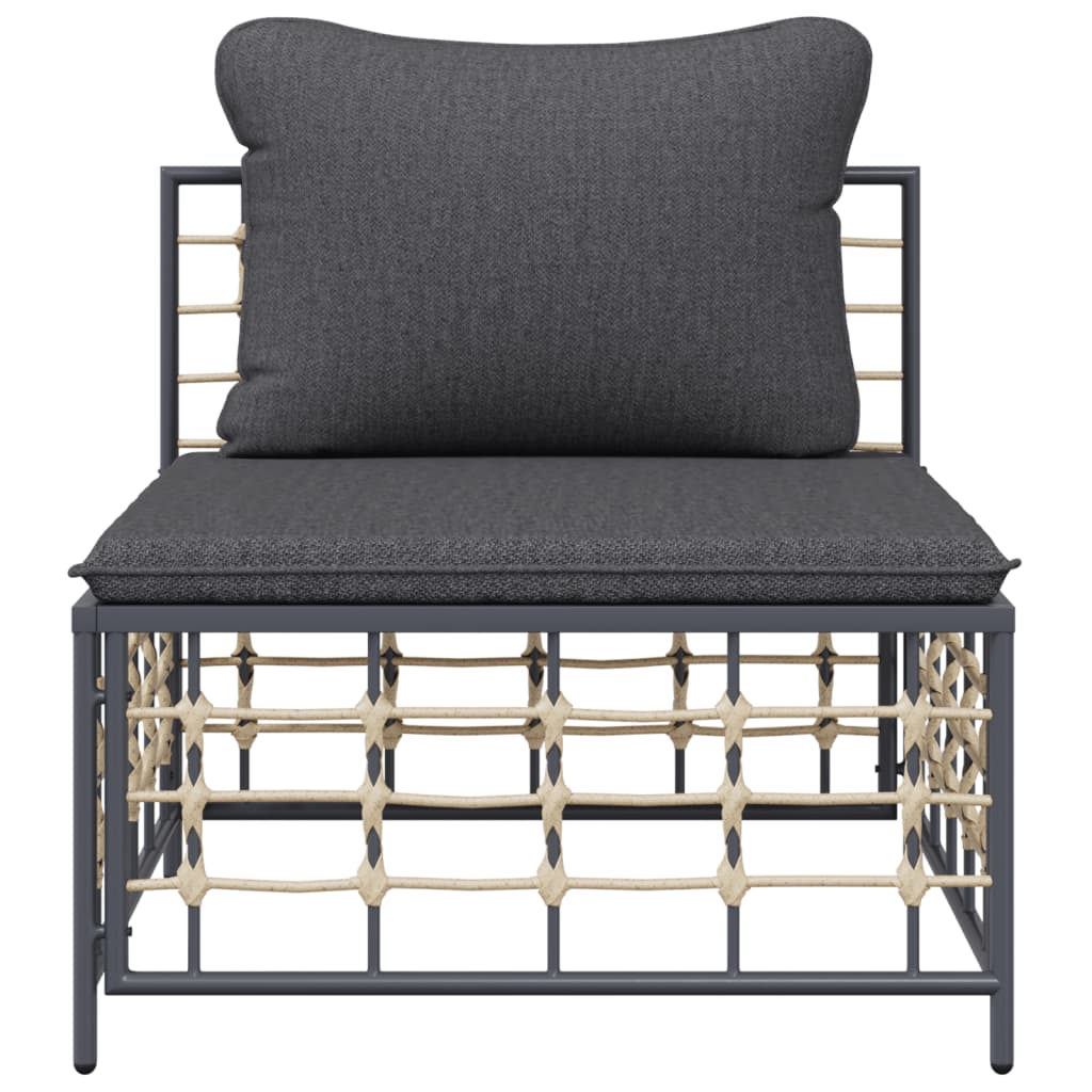 midtermodul til havesofa med mørkegrå hynder polyrattan