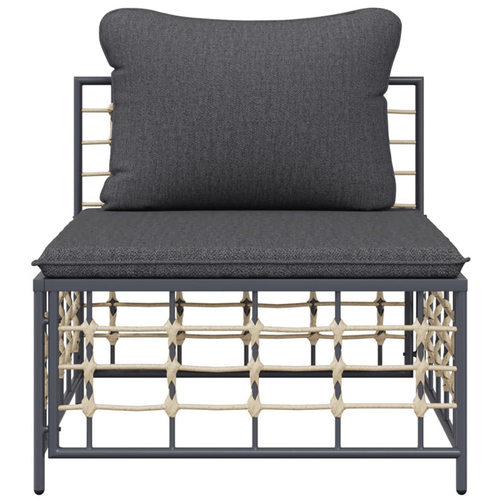 midtermodul til havesofa med mørkegrå hynder polyrattan