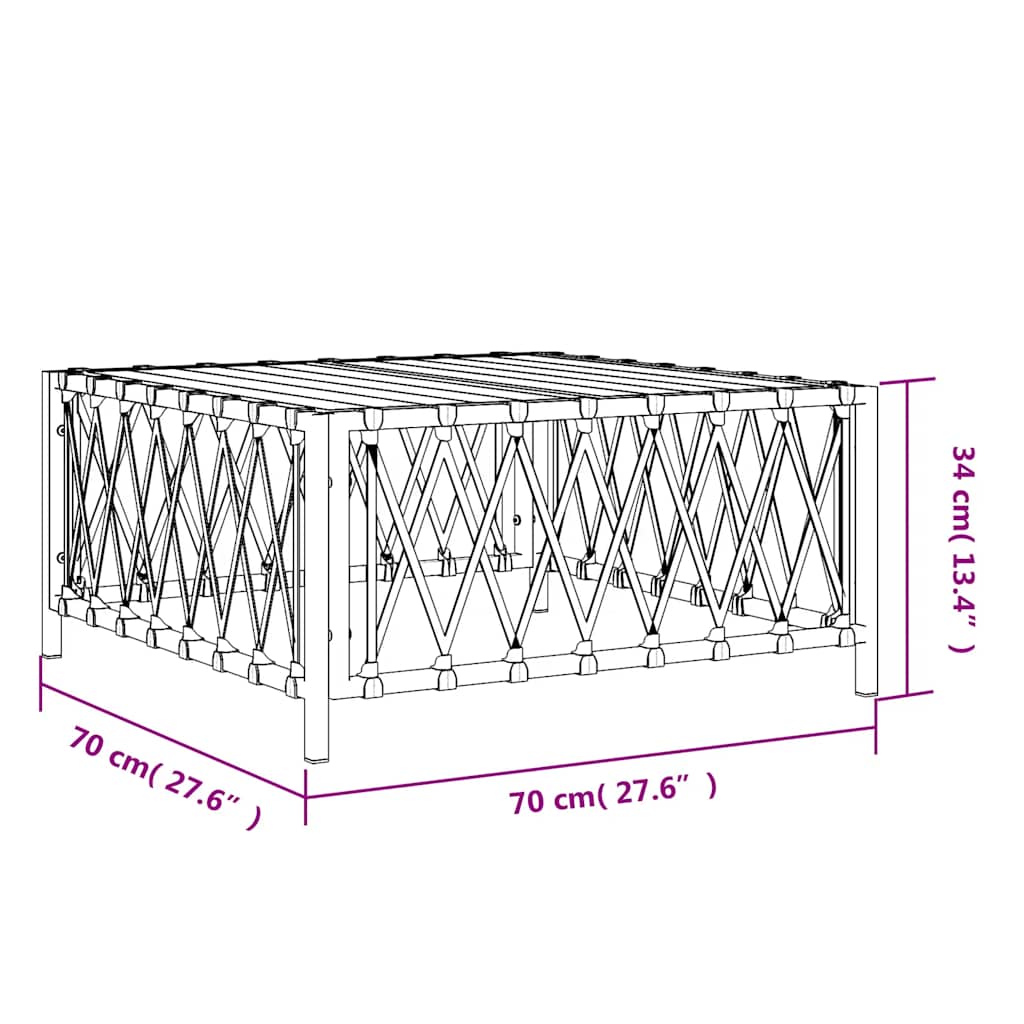 havebord 70x70x34 cm vævet stof hvid