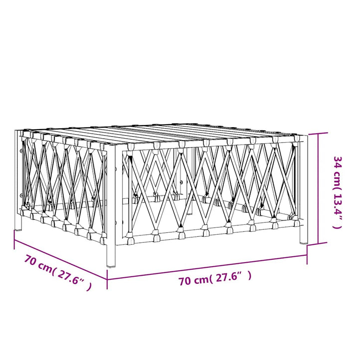 havebord 70x70x34 cm vævet stof hvid