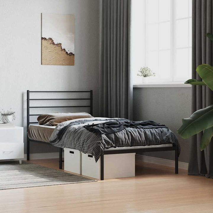 sengeramme med sengegavl 80x200 cm metal sort