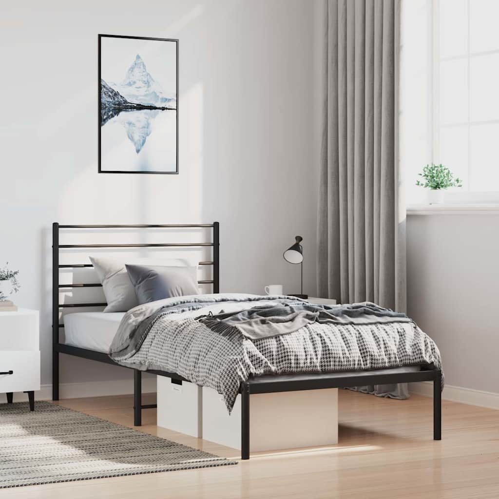 sengeramme med sengegavl 100x200 cm metal sort