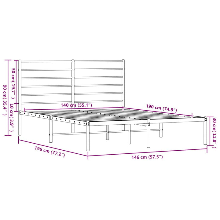sengeramme med sengegavl 140x190 cm metal sort