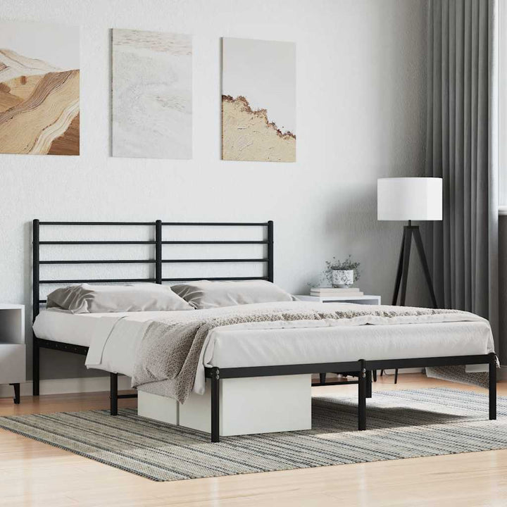 sengeramme med sengegavl 140x200 cm metal sort