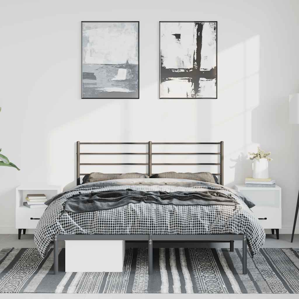 sengeramme med sengegavl 150x200 cm metal sort
