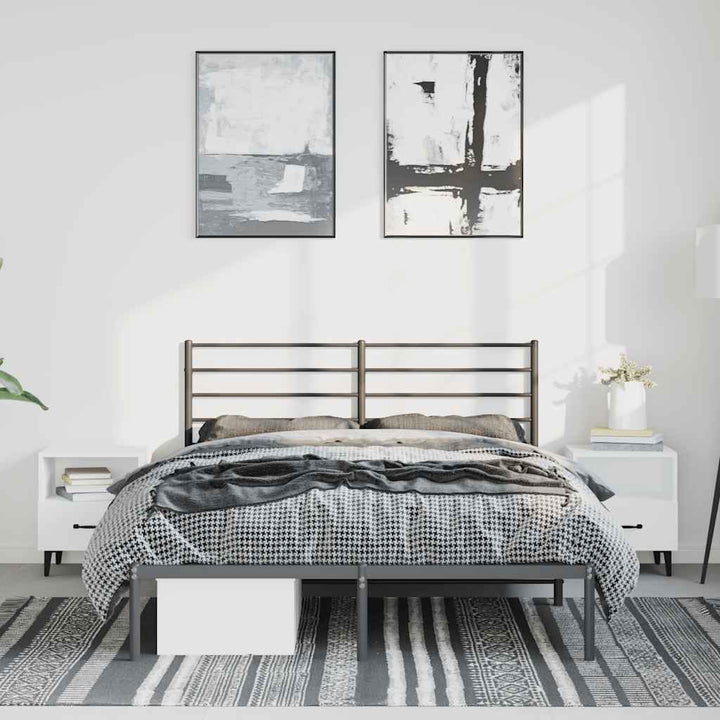 sengeramme med sengegavl 150x200 cm metal sort