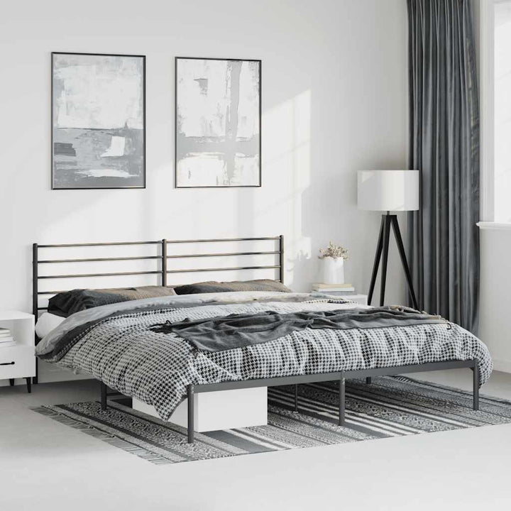 sengeramme med sengegavl 183x213 cm metal sort