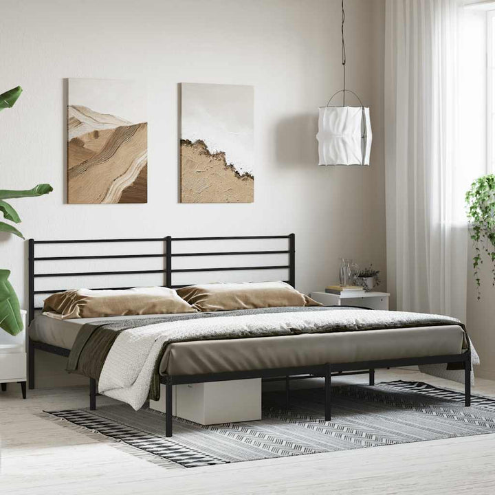 sengeramme med sengegavl 200x200 cm metal sort