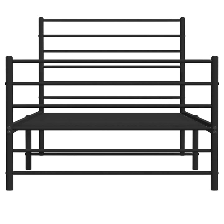 sengeramme med sengegavl og fodgærde 90x190 cm metal sort