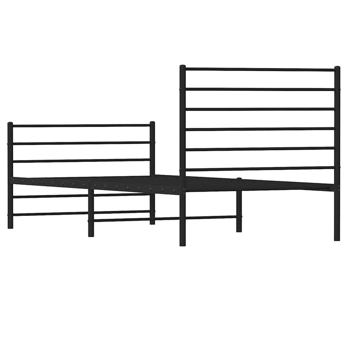 sengeramme med sengegavl og fodgærde 90x200 cm metal sort