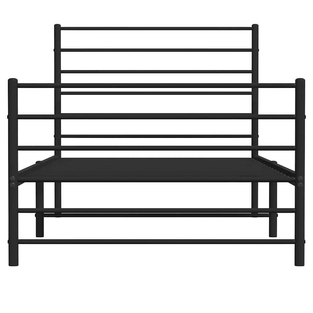 sengeramme med sengegavl og fodgærde 100x190 cm metal sort