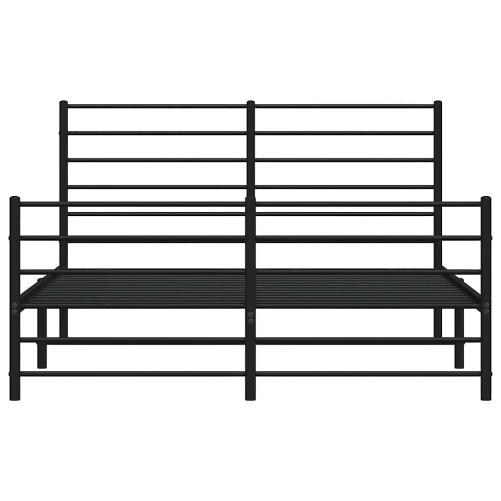 sengeramme med sengegavl og fodgærde 120x190 cm metal sort
