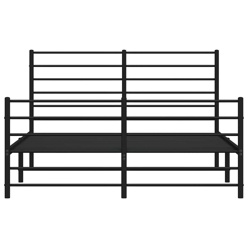 sengeramme med sengegavl og fodgærde 120x200 cm metal sort