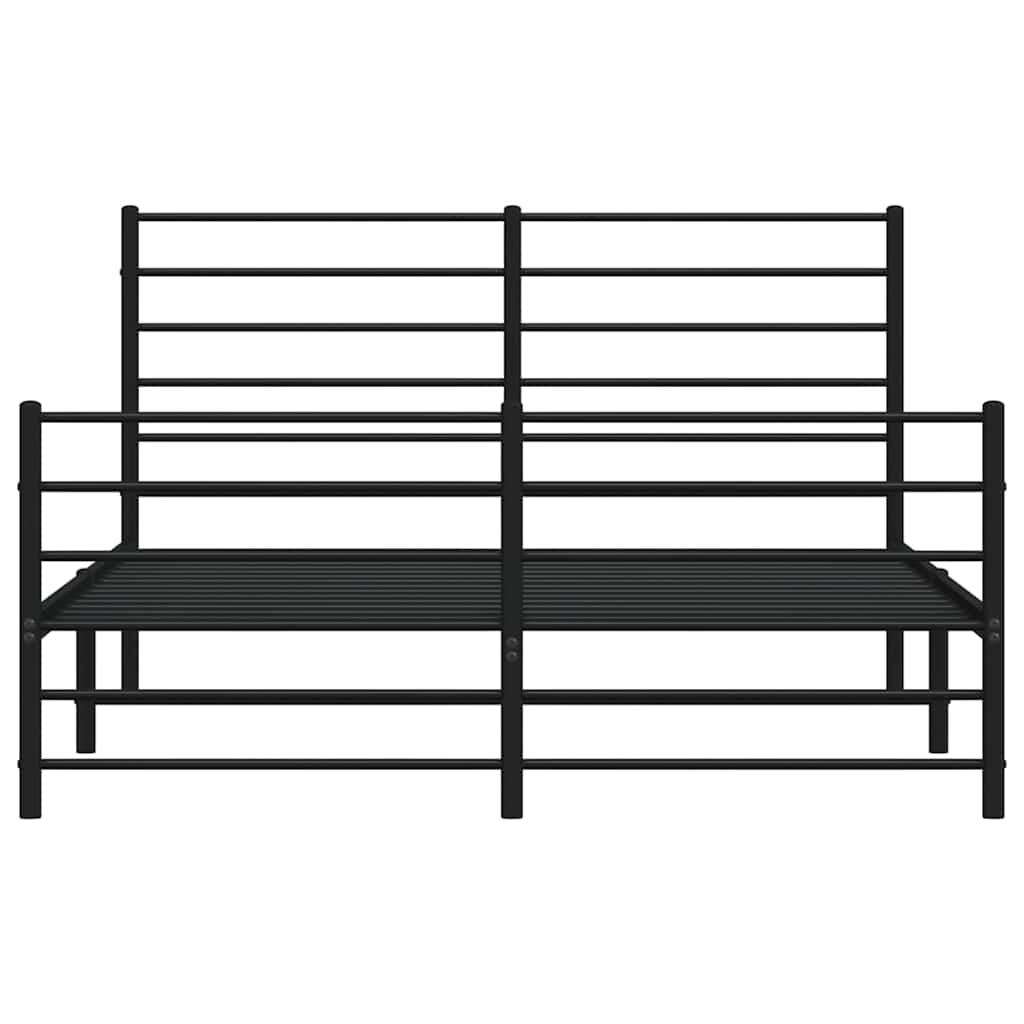 sengeramme med sengegavl og fodgærde 150x200 cm metal sort