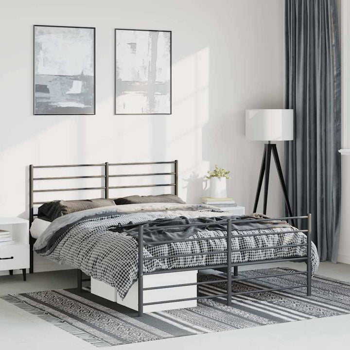 sengeramme med sengegavl og fodgærde 150x200 cm metal sort