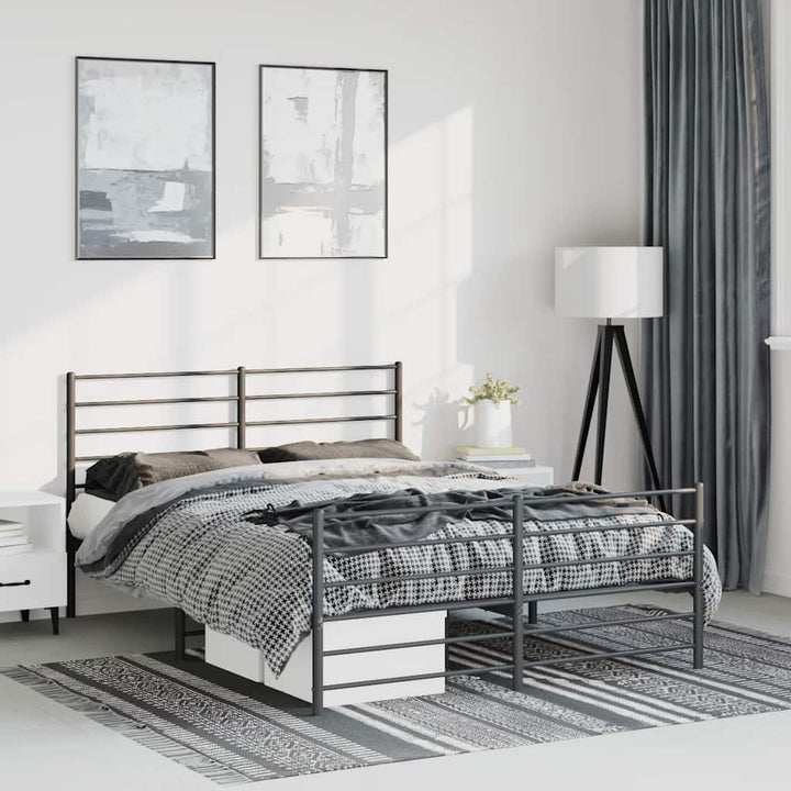 sengeramme med sengegavl og fodgærde 150x200 cm metal sort
