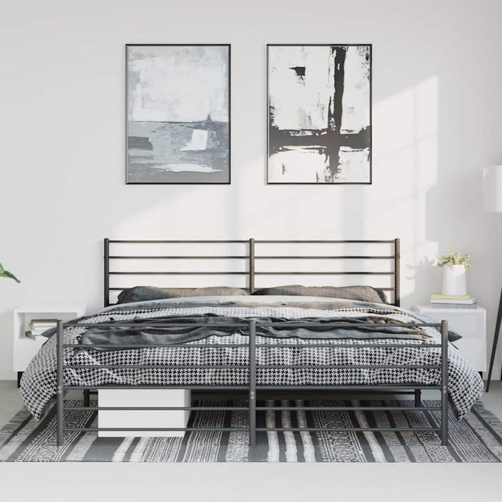 sengeramme med sengegavl og fodgærde 183x213 cm metal sort