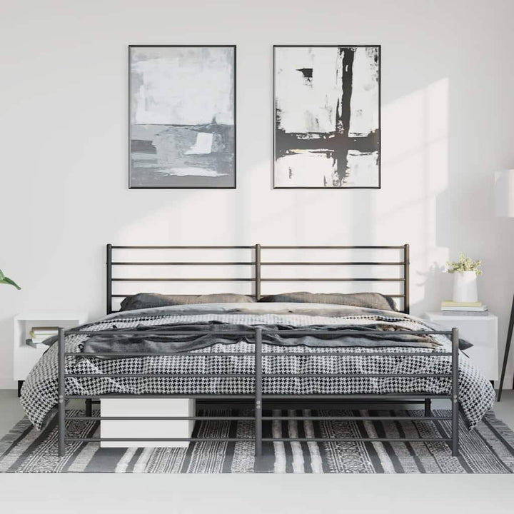 sengeramme med sengegavl og fodgærde 193x203 cm metal sort