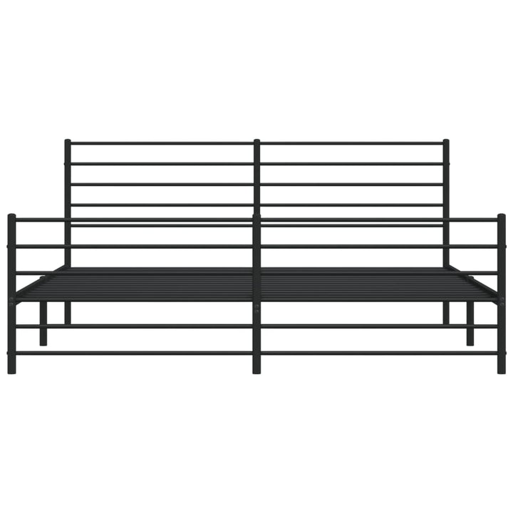 sengeramme med sengegavl og fodgærde 200x200 cm metal sort