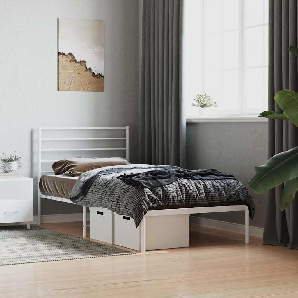 sengeramme med sengegavl 90x190 cm metal hvid