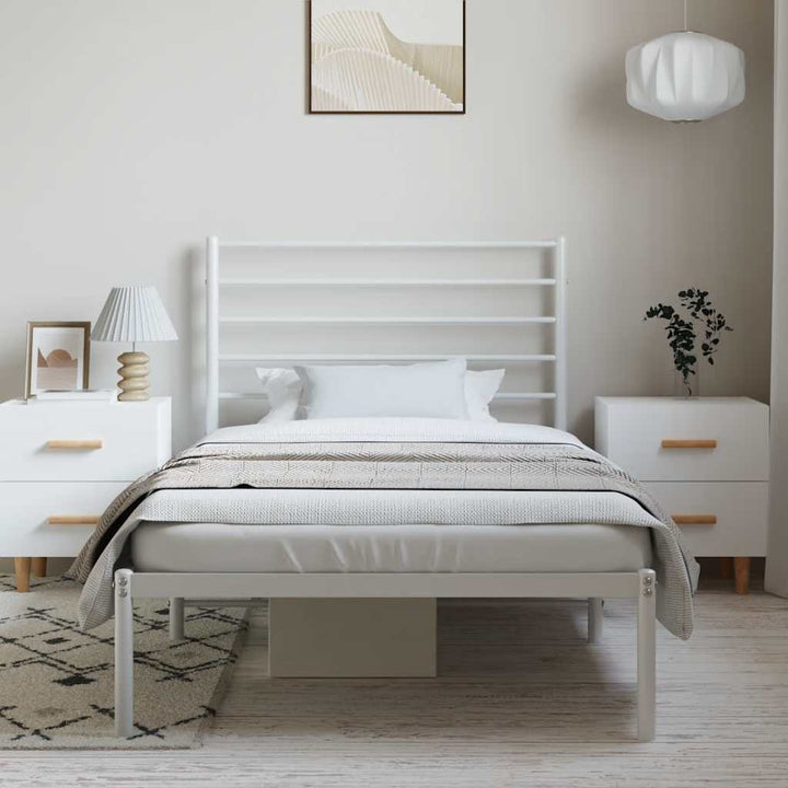 sengeramme med sengegavl 100x190 cm metal hvid