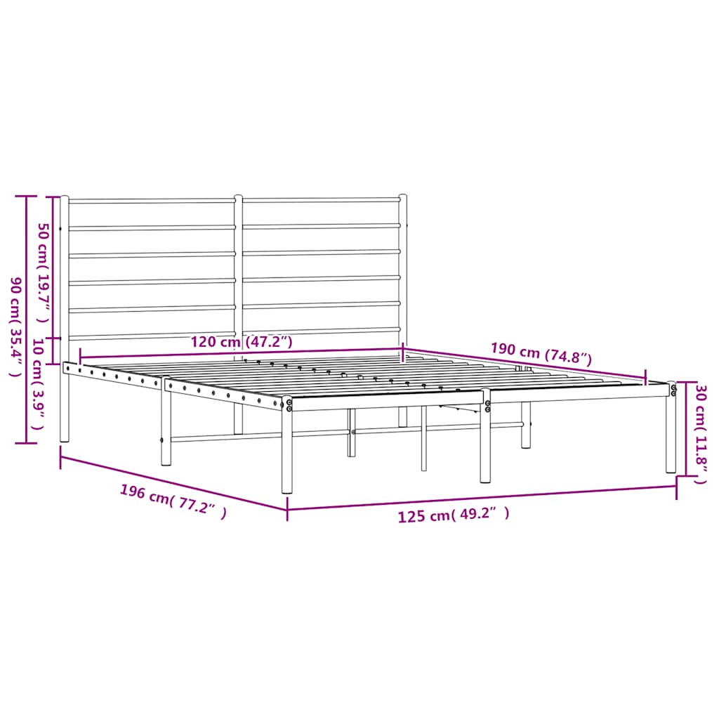 sengeramme med sengegavl 120x190 cm metal hvid