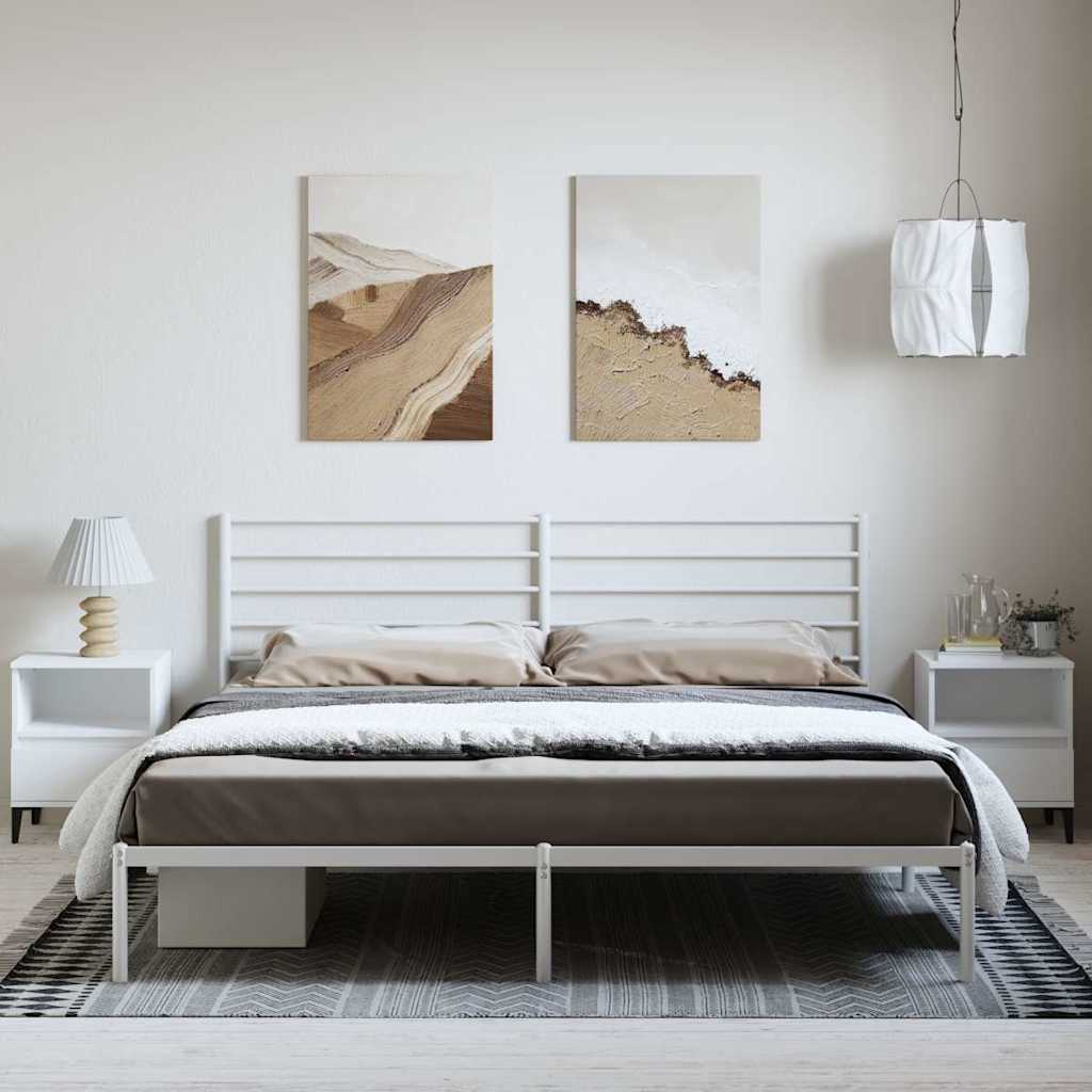 sengeramme med sengegavl 183x213 cm metal hvid