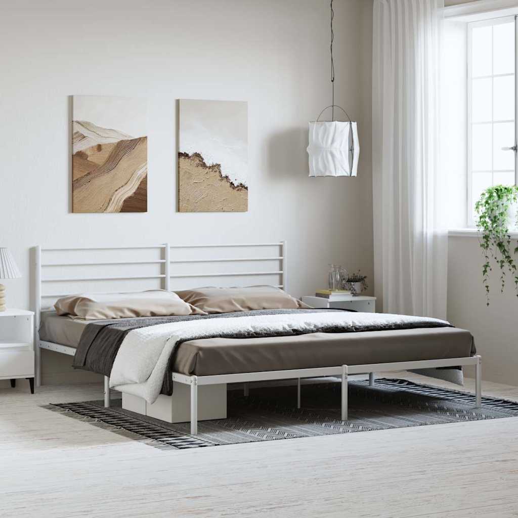 sengeramme med sengegavl 193x203 cm metal hvid