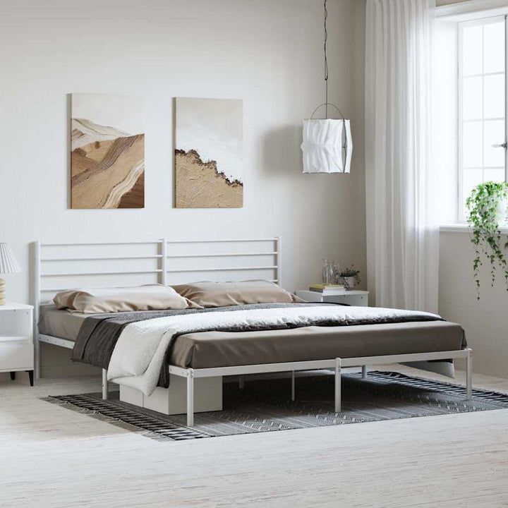 sengeramme med sengegavl 193x203 cm metal hvid