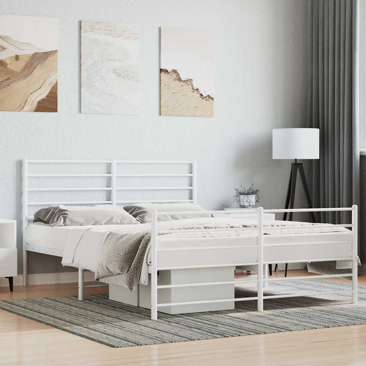 sengeramme med sengegavl og fodgærde 120x190 cm metal hvid