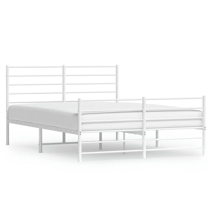sengeramme med sengegavl og fodgærde 150x200 cm metal hvid