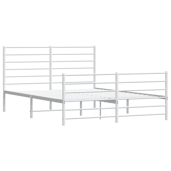 sengeramme med sengegavl og fodgærde 150x200 cm metal hvid