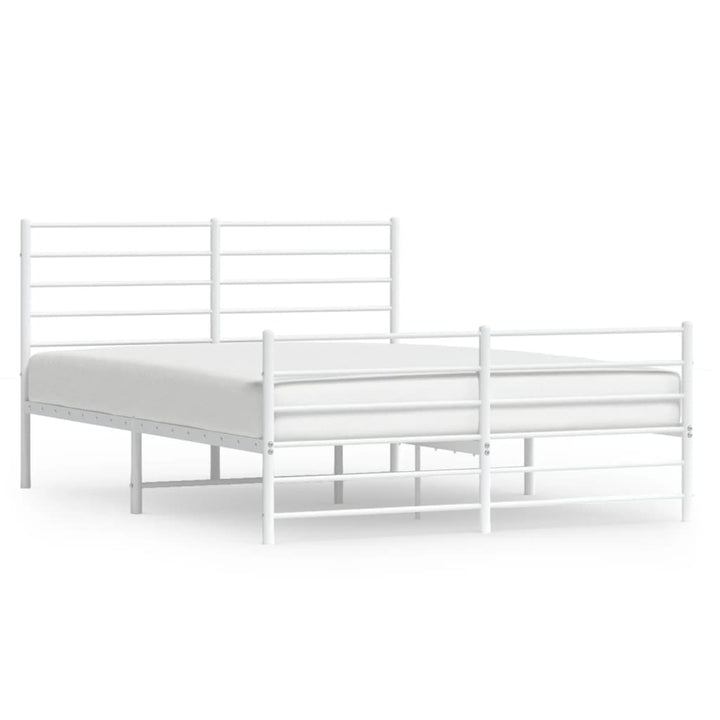 sengeramme med sengegavl og fodgærde 160x200 cm metal hvid