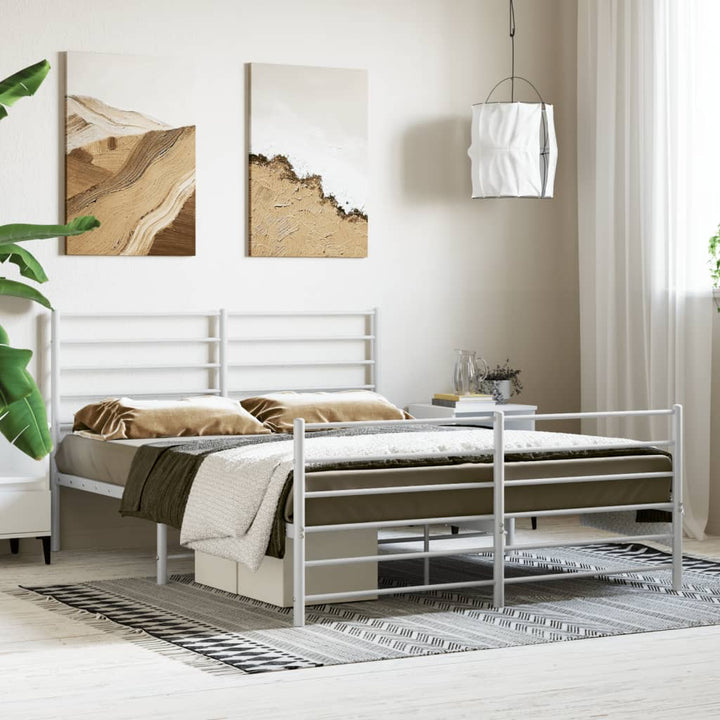 sengeramme med sengegavl og fodgærde 160x200 cm metal hvid