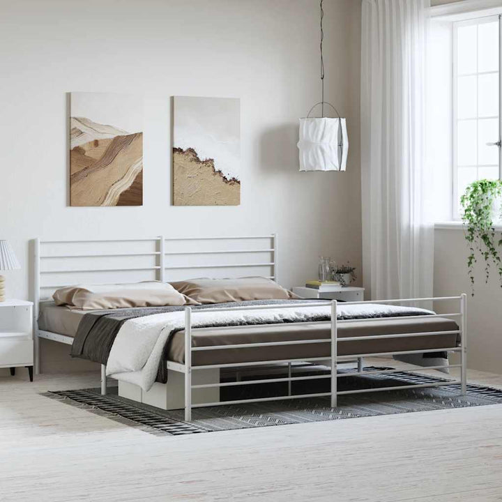 sengeramme med sengegavl og fodgærde 183x213 cm metal hvid